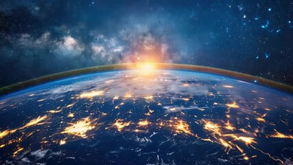 Poster - A stunning view of the earth illuminated at night, perfect for science or technology projects.