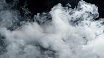 Poster - Close up of a cloud of smoke on a black background. Ideal for graphic design projects.