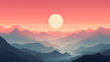 Fototapeta Zachód słońca - Crimson Twilight Over Mountain Lake