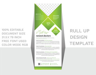 New Medicals Corporate And Modern Roll Up Banner Design Template For Medicals Company. 