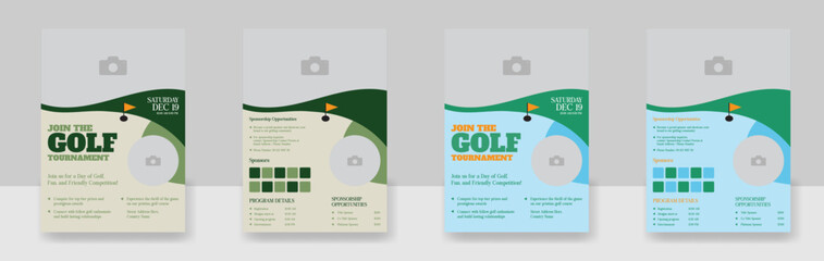 golf tournament flyer template, vector illustration eps 10 gold tournament double side or page flyer