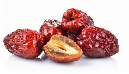 Wall Mural - dried red chinese jujube isolated on the white background