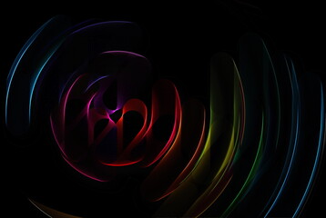 Aufkleber - Thin concentric circles of neon colors on a black background
