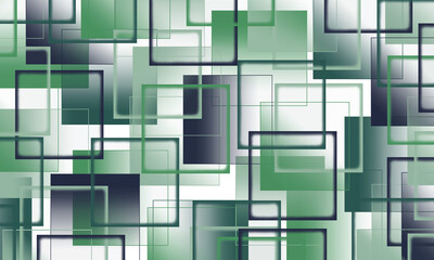Aufkleber - Abstract white background with simple green and grey square or rectangle geometrical shapes
