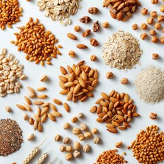 Wall Mural - closeup of various types of cereal grains