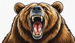 roaring bear head isolated on white mascot vector cartoon illustration