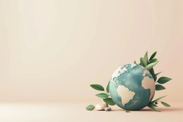 Wall Mural - A minimalistic Earth Day background.and eco friendly design.