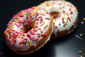 eating donuts, delicious, two donuts, vector, 3d