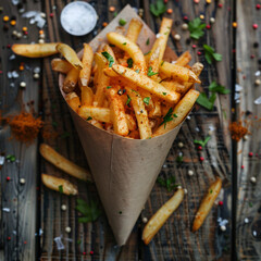 Fries served in a cone