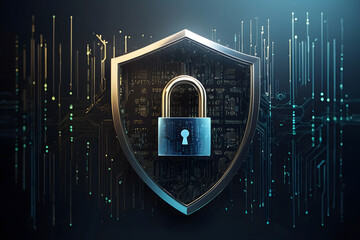 Poster - Cyber ​​security and data protection, internet network security, protect business and financial transaction data from cyber attack, user private data security encryption