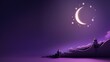 ramadan kareem and eid mubarak purple background crescent moon