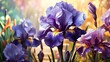 Step into a dreamlike garden and witness the delicate beauty of an Iris Flower, portrayed in a stunning 2D animation style with enhanced details and a burst of vibrant colors.
