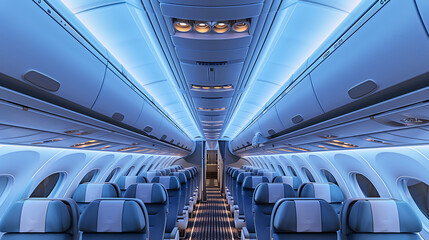 interior of an airplane - a cabin inside a commercial airline aircraft