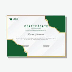 certificate design for company or school in green and gold