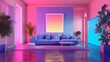 frame mockup in conceptual colorful interior design living room, 3D render