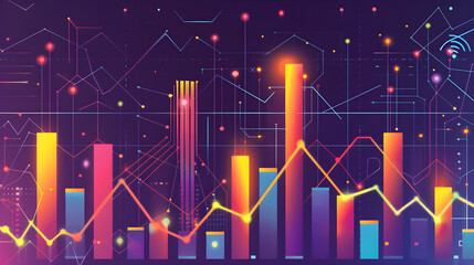 Poster - Abstract financial growth concept with colorful chart overlays