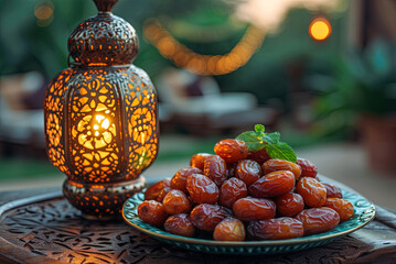 Wall Mural - Ramadan and Eid Mubarak Special Traditional Middle East Arab Traditional Dates for Iftar