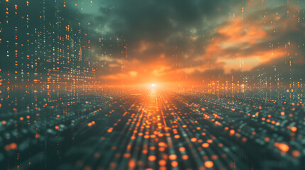 Aufkleber - Digital sunrise in a data field
