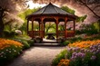 gazebo in the garden generated by AI technology