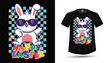 Happy easter  hip hop Bunny vactor  tshirt design 