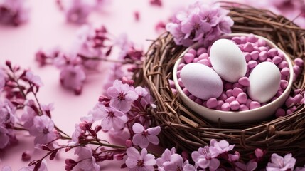  Easter pastel background with soft lighting for festive celebrations and spring themes