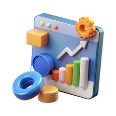 3d Online marketing, financial report chart, data analysis, and web development concept.