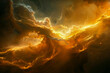 An extraordinary image of deep space, showcasing cosmic clouds with golden veins, creating a stunning visual of celestial beauty.