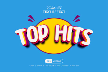 Poster - top hits text effect 3d fun style.