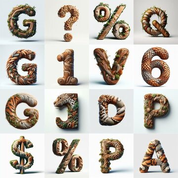 Animal lettering 3D. AI generated illustration