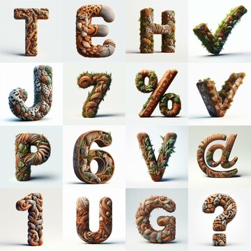 Animal lettering 3D. AI generated illustration