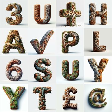 Animal lettering 3D. AI generated illustration