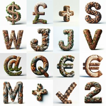 Animal lettering 3D. AI generated illustration