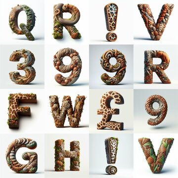 Animal lettering 3D. AI generated illustration