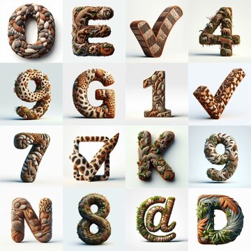 Animal lettering 3D. AI generated illustration