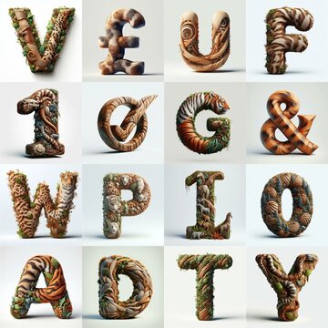 Animal lettering 3D. AI generated illustration
