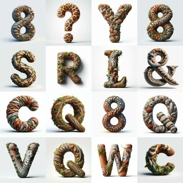 Animal lettering 3D. AI generated illustration