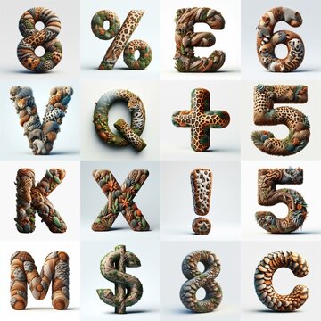 Animal lettering 3D. AI generated illustration