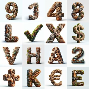 Animal lettering 3D. AI generated illustration
