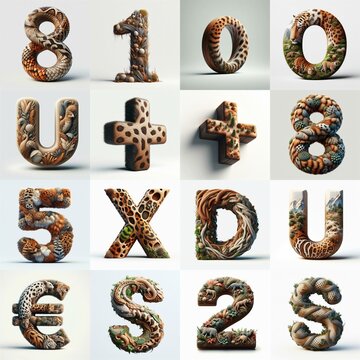 Animal lettering 3D. AI generated illustration