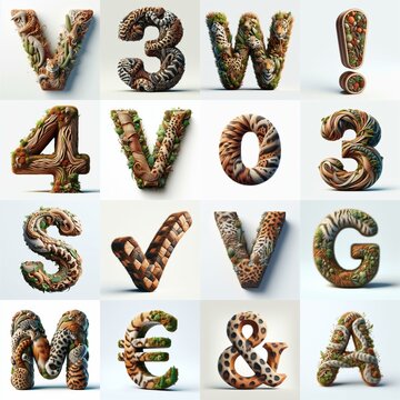 Animal lettering 3D. AI generated illustration