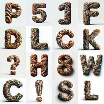 Animal lettering 3D. AI generated illustration