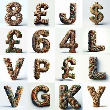 Animal lettering 3D. AI generated illustration