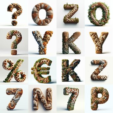 Animal lettering 3D. AI generated illustration