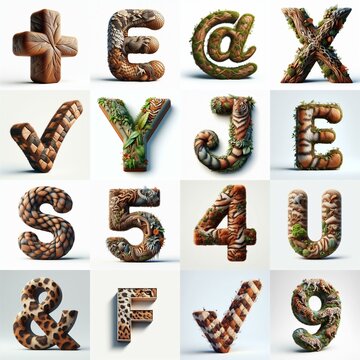 Animal lettering 3D. AI generated illustration