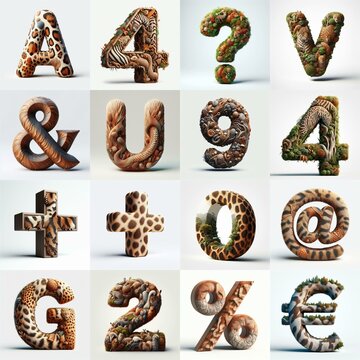Animal lettering 3D. AI generated illustration