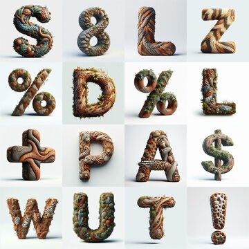 Animal lettering 3D. AI generated illustration