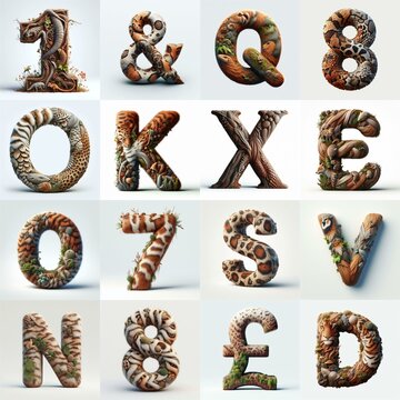 Animal lettering 3D. AI generated illustration