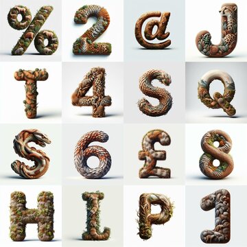 Animal lettering 3D. AI generated illustration