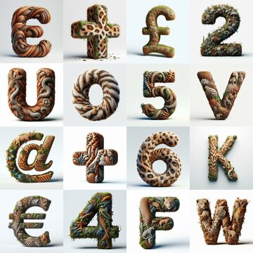 Animal lettering 3D. AI generated illustration