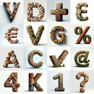 Animal lettering 3D. AI generated illustration